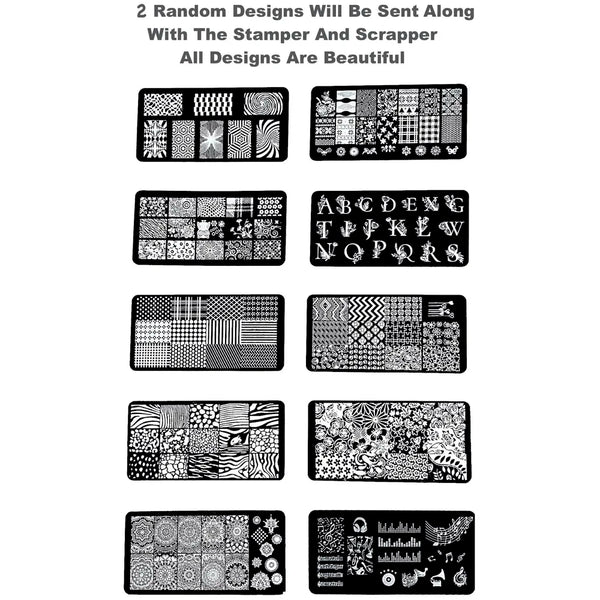 2 pcs Nail Art Stamping Plates With Stamper And Scrapper For Nail Art 12 x 6 Cm (Random Designs) - 3
