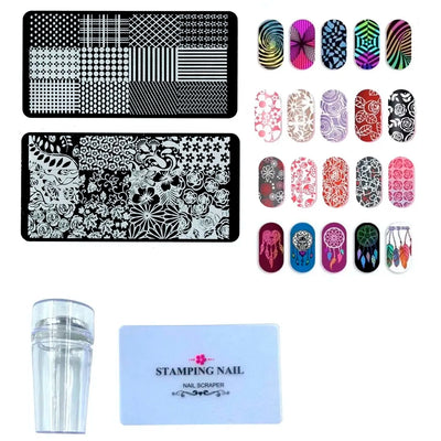 Nail Art Kit 2 plates and Stamper