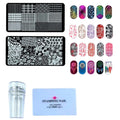 Nail Art Stamping Kit with 2 Rectangular Image Plates With Stamper And Scrapper Random Designs For Beginners.