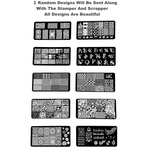 2 pcs Nail Art Stamping Plates With Stamper And Scrapper For Nail Art 12 x 6 Cm (Random Designs) - 3