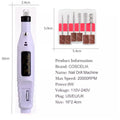 White Mini Electric Nail Drill Art Manicure File, Portable Manicure Pen Sander Polisher for Exfoliating, Grinding, Polishing, Remove Nail Polish - 2