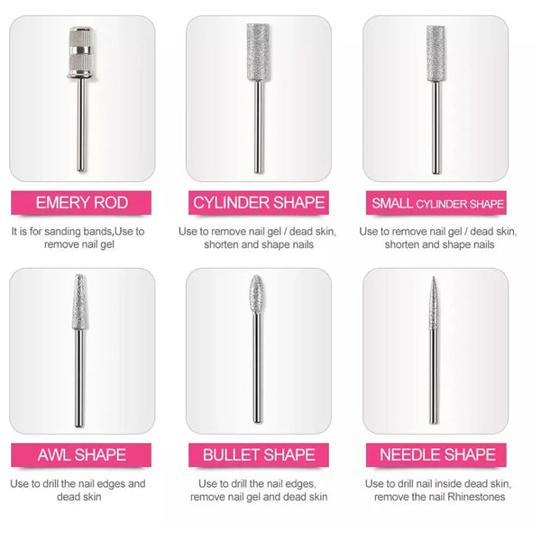 White Mini Electric Nail Drill Art Manicure File, Portable Manicure Pen Sander Polisher for Exfoliating, Grinding, Polishing, Remove Nail Polish - 3