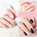 Press on Gel Nails 30 Pcs with Double Sided Jelly Adhesive Nail Glue Nail Filer Silver Blue - 4
