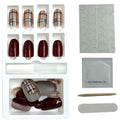 Press on Gel Nails 30 Pcs with Double Sided Jelly Adhesive Nail Glue Nail Filer Red Designer