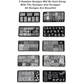 Nail Art Stamping Kit with 2 Rectangular Image Plates With Stamper And Scrapper (2 Plates) Random Designs - 2