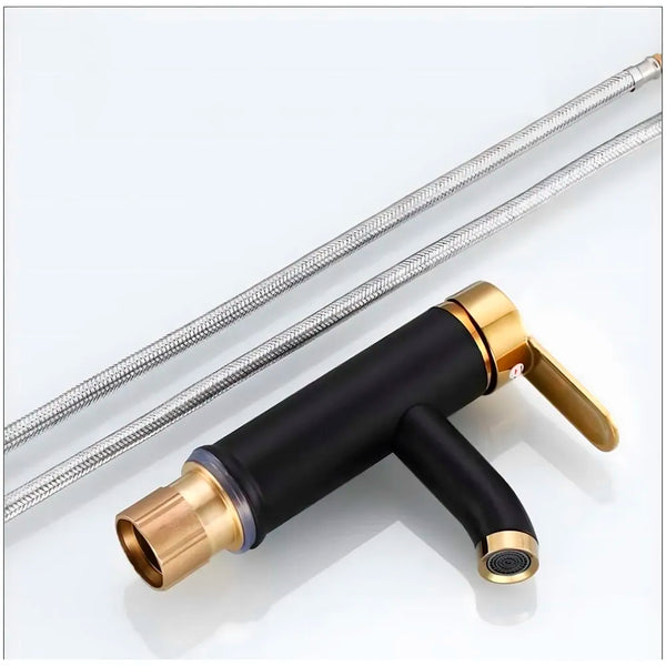 Black Gold Small Faucet Single Lever Basin Mixer Waterfall Short Black, for Bathroom Washbasins Toilets 7 Inches Height. - 6