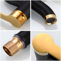 Black Gold Tall Faucet Single Lever Basin Mixer Waterfall Short Black, for Bathroom Washbasins Toilets 12 Inches Height. - 4