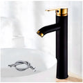 Black Gold Tall Faucet Single Lever Basin Mixer Waterfall Short Black, for Bathroom Washbasins Toilets 12 Inches Height. - 6