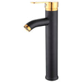 Black Gold Tall Faucet Single Lever Basin Mixer Waterfall Short Black, for Bathroom Washbasins Toilets 12 Inches Height. - 8