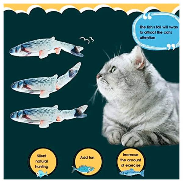 2-Piece Electric Jumping Fish Cat Toy – Interactive Wagging Tail Plush for Indoor Cats and Kittens – USB Rechargeable Flopping Fish - 3