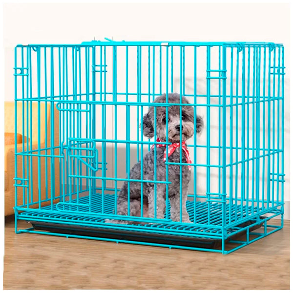 24 Inch Pet cage, Dog Cage Double Door with Removable Tray and Paw Protector Crate Carrier Play Pen pet House Fence Kennel (Regular - 24 x 20 Inch)