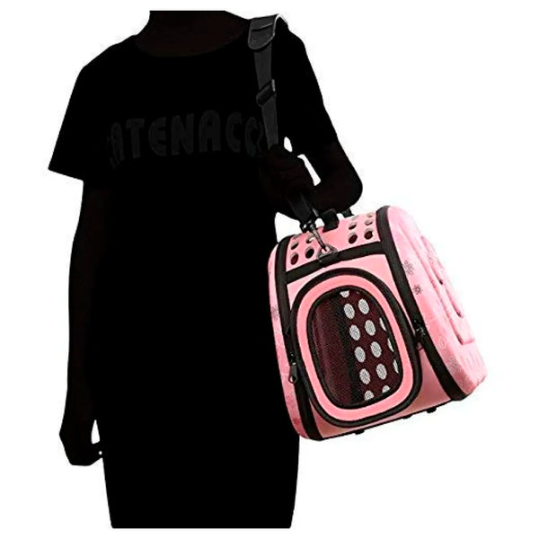 Pet Carrier, Hard Cover Portable Tote Soft Breathable Comfort Transport Shoulder Bag for Small cat Dog – 42 x 26 x 32cm (Pink) - 2