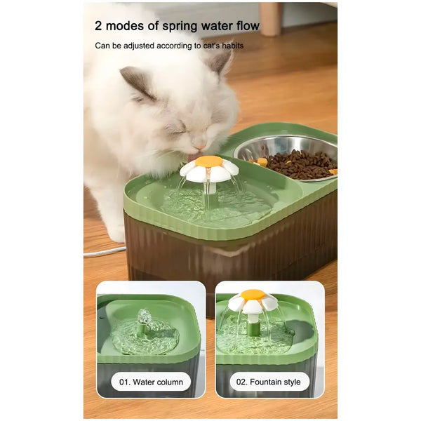 2 in 1Pet Water Fountain and Bowl with Filter and Pump, 31 x 17 x11 Cm Drinking Bowl for Cats and Dogs, Cat Fountain for Home - 5