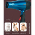 Pet 1500 Watts Hair Dryer Dog Cat Bath Wet Water Fast Drying Grooming Blower Made Specially For Pets Fur 2 Settings With Attachment And Plug Foldable Design-Blue - 4