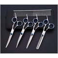 5 Scissors Pet Grooming Kit With Carry Case And Comb, 1 Straight Edge Hair Scissor, 1 Texturizing Thinning, 1 Upwards Curved, 1 Down Curved And 1 Comb All Stainless Steel, For Dogs And Cats - 4