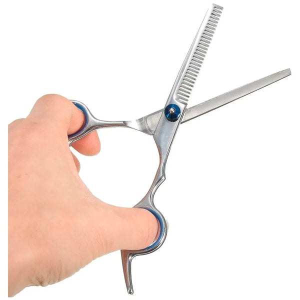 5 Scissors Pet Grooming Kit With Carry Case And Comb, 1 Straight Edge Hair Scissor, 1 Texturizing Thinning, 1 Upwards Curved, 1 Down Curved And 1 Comb All Stainless Steel, For Dogs And Cats - 5