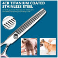 5 Scissors Pet Grooming Kit With Carry Case And Comb, 1 Straight Edge Hair Scissor, 1 Texturizing Thinning, 1 Upwards Curved, 1 Down Curved And 1 Comb All Stainless Steel, For Dogs And Cats - 6