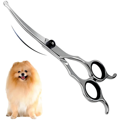 Upwards Curved Dog Grooming Scissors 6.69 inches Round Tips Pet Grooming Shears for Dog Cat on Face Paw Hair Trimming For Right And Left Handed Stainless Steel