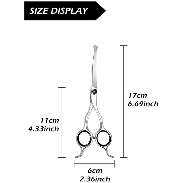 Upwards Curved Dog Grooming Scissors 6.69 inches Round Tips Pet Grooming Shears for Dog Cat on Face Paw Hair Trimming For Right And Left Handed Stainless Steel - 5