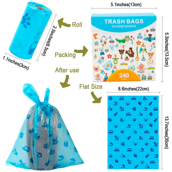 100 Pcs Large Pet Plastic Portable Printed Dog Poo Bag Cat Trash Garbage Pet Collection Wear Resistant and Leak Proof Waste Bag Dog Waste Pick Up - 5