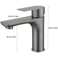 Dark Grey Faucet Pillar Cock Tap Single Knob, SS 304 Material, for Wash Basin Bathroom 8 Inches Height Cold Water Only - 20cm Height - 3