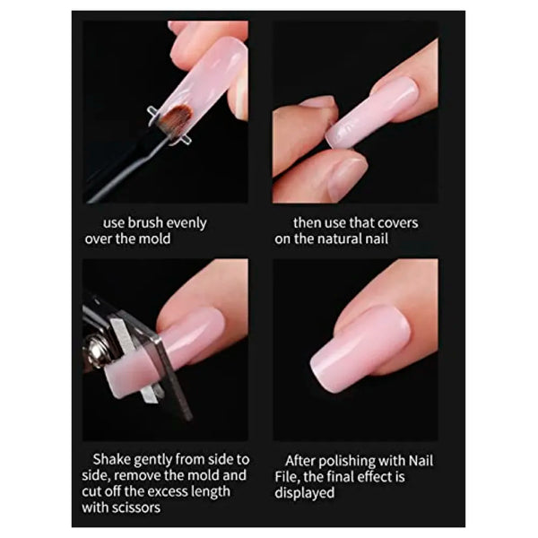 Pink Poly Nail Gel Nail Spatula, Buffer And 100 Pcs Fake Nails Acrylic Gel Full Poly Nail Gel Extension Set - 4