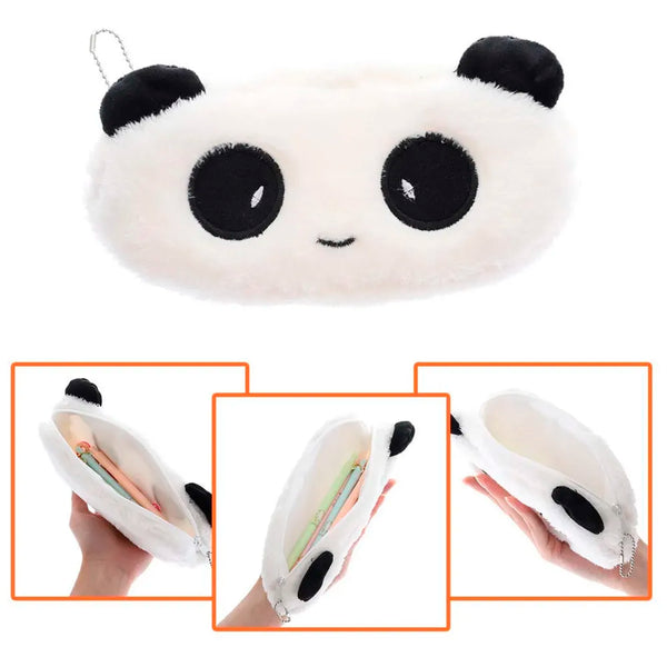 Fur Soft Toys Panda Pencil Pouch Pencil Box for Children (Panda Fur, 8) - 4