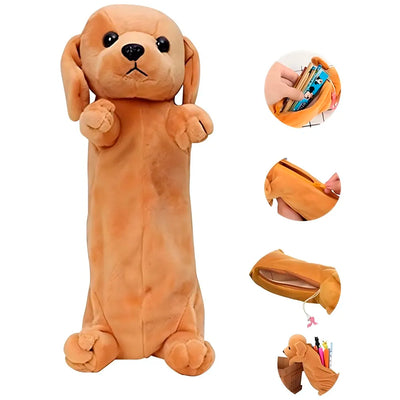 Fabric Kids Favorite 3D Dog, Emoji Soft Toys Pencil Pouch Pencil Box For Children (Multicolour)