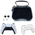 24x7 eMall Controller Case Compatible with PlayStation 5 Controller Black Hard Shell with Clear Cover and Thumb Grips