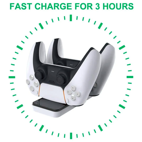 LED Charger Dock Station Dual USB Fast Charging Stand for PS5 Controller Type C Only. - 6