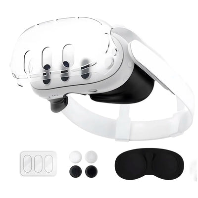 Protective Case Compatible with Meta Quest 3, Shockproof and Scratch Resistant, Highly Transparent Case with Headset Cover, Glass Camera Lens, Joystick Caps. VR Accessories