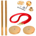 Gold Queue Manager With Velvet Rope - 2 Pcs Posts,1 Pc 5 ft Red Velvet Rope, Stanchion Post with Ball Top, Crowd Control Barriers, Red Carpet Poles, Queue Manager Royal Collection - 8