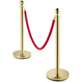 Gold Queue Manager With Velvet Rope - 2 Pcs Posts,1 Pc 5 ft Red Velvet Rope, Stanchion Post with Ball Top, Crowd Control Barriers, Red Carpet Poles, Queue Manager Royal Collection - 9