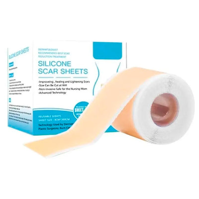 Bioline Silicon Scar Sheet 4 x 150 Cm for Healing Scars Transparent tear silicone tape roll for hypertrophic scars and keloids caused by surgery, medical silicone for scar removal