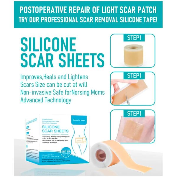 Bioline Silicon Scar Sheet 4 x 150 Cm for Healing Scars Transparent tear silicone tape roll for hypertrophic scars and keloids caused by surgery, medical silicone for scar removal - 2