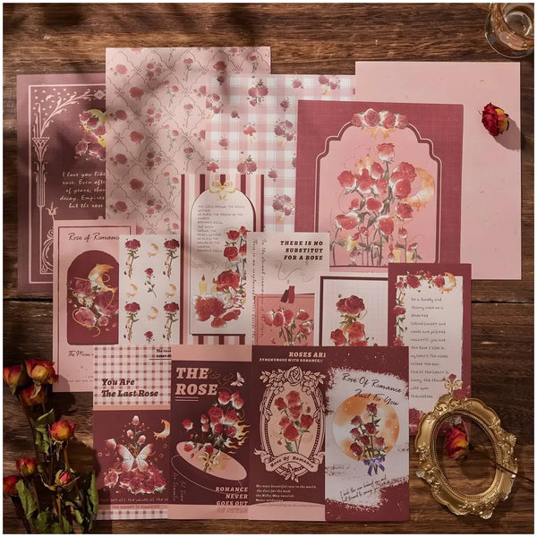 346pcs Journal Supplies Kit Vintage Scrapbook Stickers Art journaling kit. Journal Schedulers DIY Paper Stickers for Decoration Notebook Collage Album Aesthetic Tape (Rose) - 6