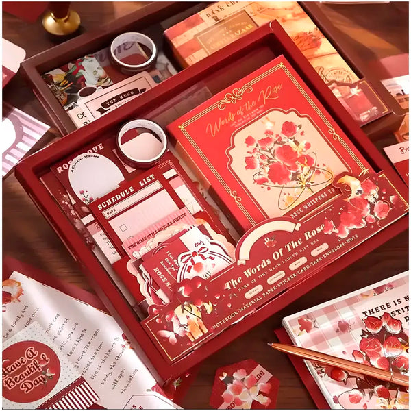 346pcs Journal Supplies Kit Vintage Scrapbook Stickers Art journaling kit. Journal Schedulers DIY Paper Stickers for Decoration Notebook Collage Album Aesthetic Tape (Rose) - 7