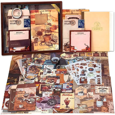 346pcs Journal Supplies Kit Vintage Scrapbook Stickers Art journaling kit. Journal Schedulers DIY Paper Stickers for Decoration Notebook Collage Album Aesthetic Tape (Coffee)