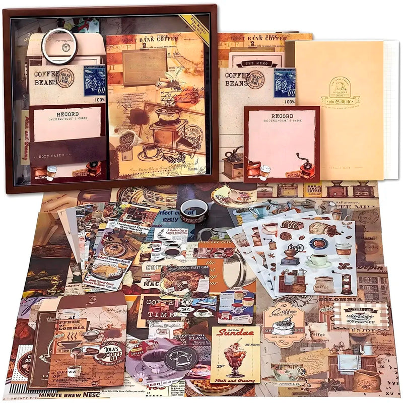 346pcs Journal Supplies Kit Vintage Scrapbook Stickers Art journaling kit. Journal Schedulers DIY Paper Stickers for Decoration Notebook Collage Album Aesthetic Tape (Coffee)