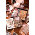 346pcs Journal Supplies Kit Vintage Scrapbook Stickers Art journaling kit. Journal Schedulers DIY Paper Stickers for Decoration Notebook Collage Album Aesthetic Tape (Coffee) - 2