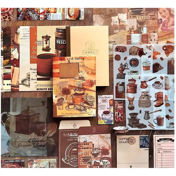 346pcs Journal Supplies Kit Vintage Scrapbook Stickers Art journaling kit. Journal Schedulers DIY Paper Stickers for Decoration Notebook Collage Album Aesthetic Tape (Coffee) - 7