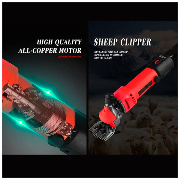 Unisex 1200W Electric Shearing Clipper Pet Sheep Shear Goat Farm Wool Cut Trimmer 220V For Wool Electric Sheep Shearing, Red Professional Grooming Livestock Thick Coat - 6