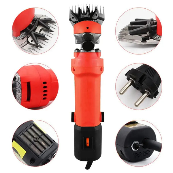 Unisex 1200W Electric Shearing Clipper Pet Sheep Shear Goat Farm Wool Cut Trimmer 220V For Wool Electric Sheep Shearing, Red Professional Grooming Livestock Thick Coat - 9
