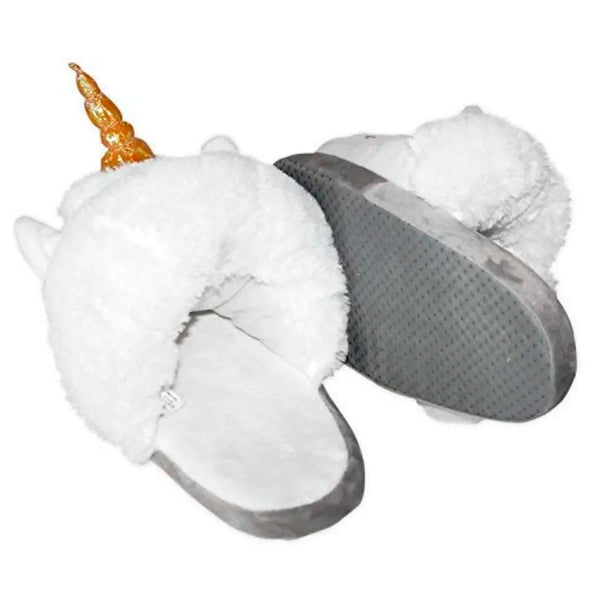 Unicorn plush slippers white for home and bathroom - 5