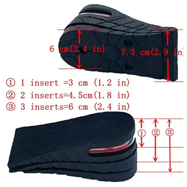 Height Increase Insole 3-Layer Air up Shoe Lifts Elevator Shoes Insole -6 cm(2.4inches) Heels Lift Inserts for Men and Women - 3