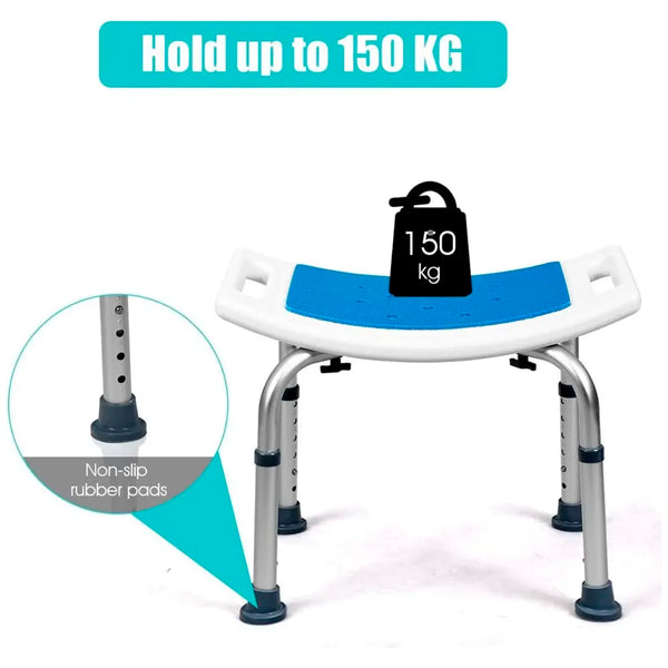 Shower Chair, Adjustable Bath Stool - Medical Anti-Slip Bench Bathtub Stool Seat with Durable Aluminum Legs for Elderly, Senior, Handicap & Disabled. 51 x 51 x 34 cm - 2