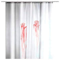 Fancy Waterproof Mildew Resistant Polyester Fabric Shower Curtain Decor with Hooks (72 X 72 Inches, White, Bloody Hand) - Set of 8 Pieces Hooks - 3