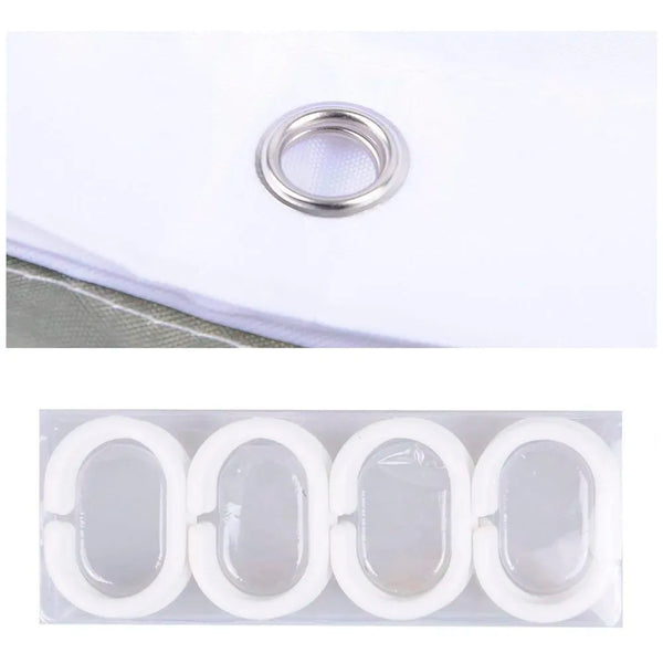 Fancy Waterproof Mildew Resistant Polyester Fabric Shower Curtain Decor with Hooks (72 X 72 Inches, White, Bloody Hand) - Set of 8 Pieces Hooks - 5
