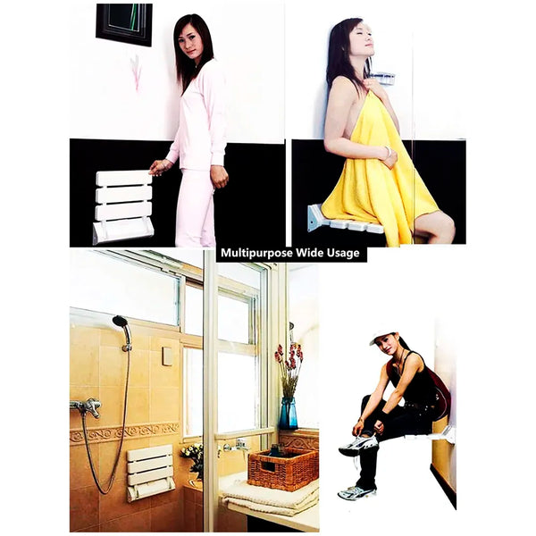 Shower Seat Wall Mounted Bathroom Foldable Stool Non-Slip Folding Shower Seat Stool Bench Wall Bath Seat. - 3