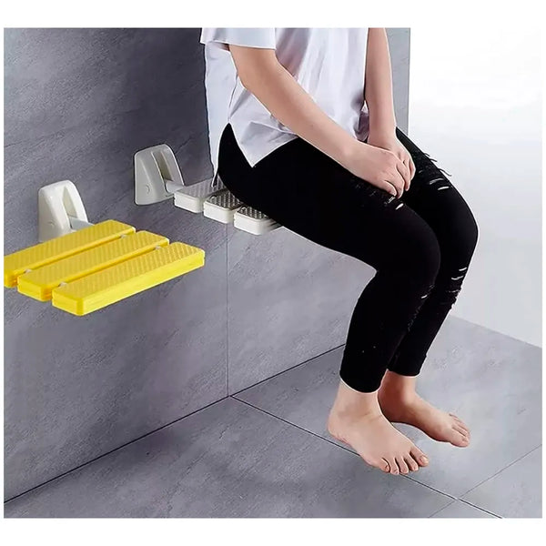 Shower Seat Wall Mounted Bathroom Foldable Stool Non-Slip Folding Shower Seat Stool Bench Wall Bath Seat. - 5